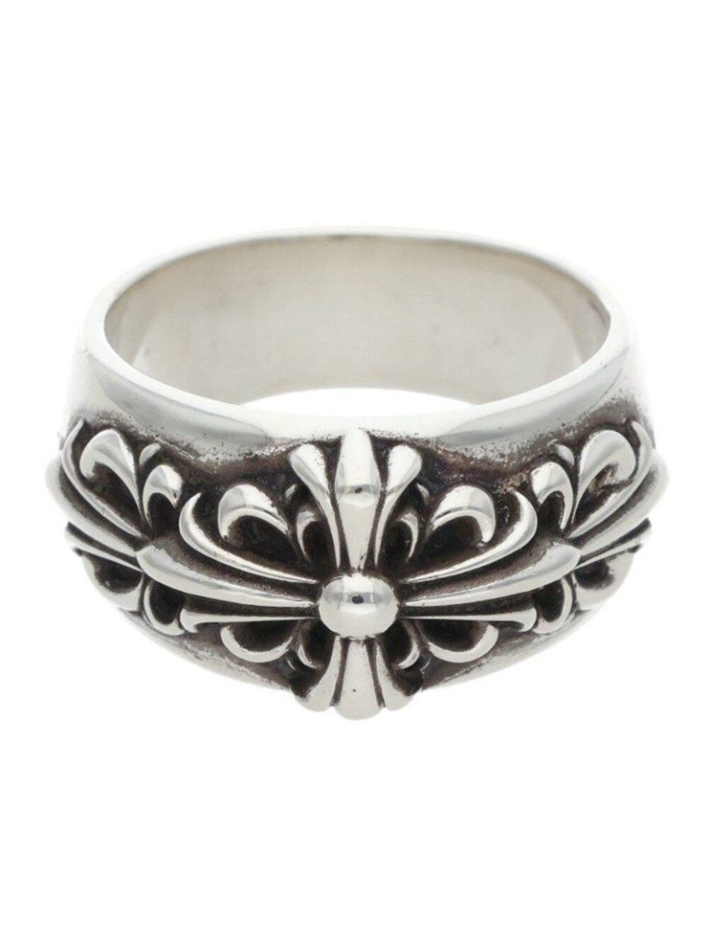 Chrome Hearts Dbl Flrl Classic Double Floral Cross Silver Ring